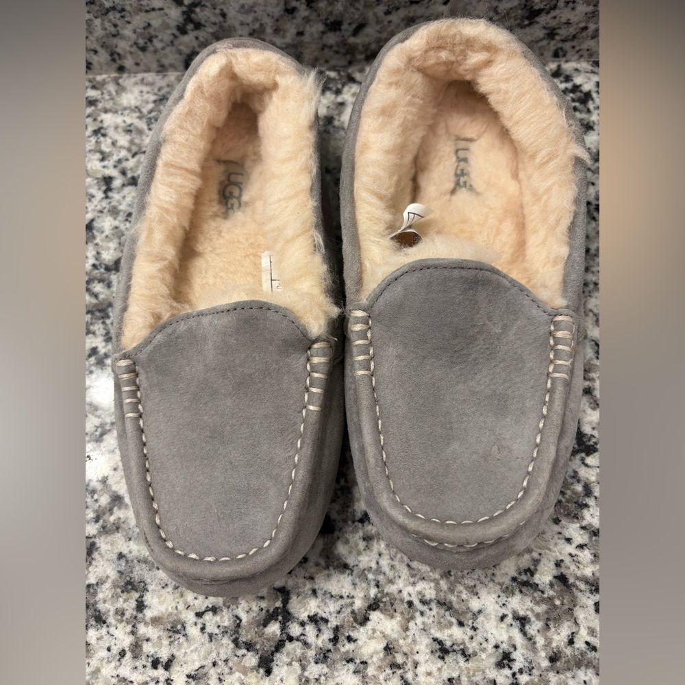 UGG Grey Suede Moccasin Slippers
